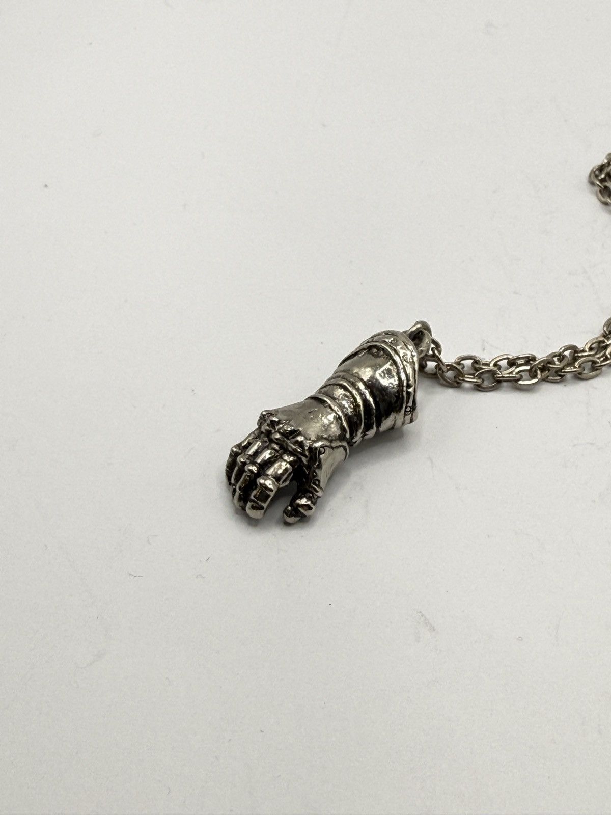 Seditionaries Hand Cast Metal Necklace Fist Pendant Biker Goth Chrome Erd