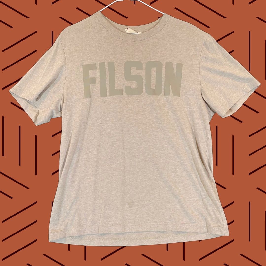 Filson Shirt Mens Large Brown Outdoor Hiking Tee Short Sleeve Spellout Casual