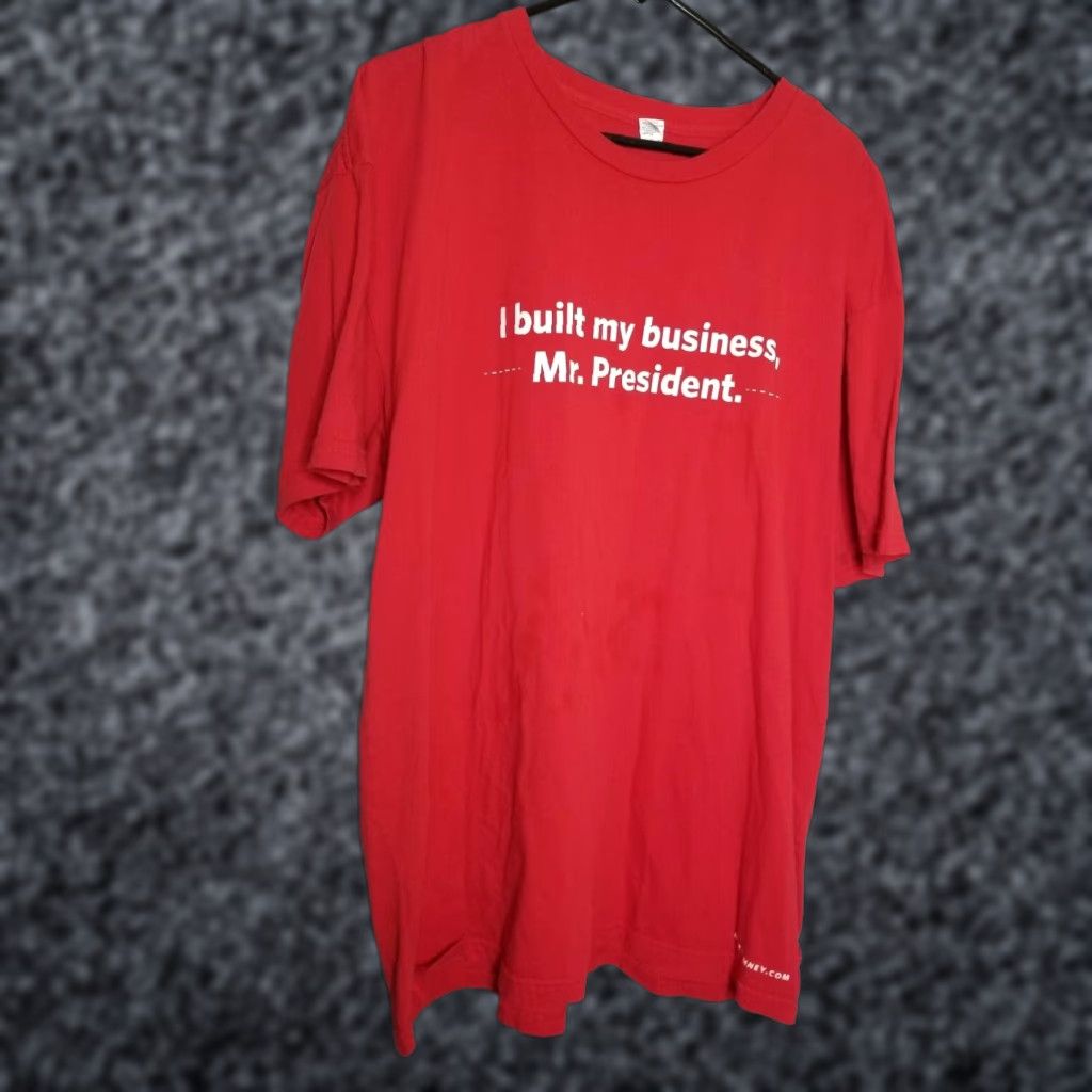 Doublet Royal Apparel Mens 3xl Mitt Romney I Built My Business Double Sided Quote T Shirt Red Mens Hoodie, Sweatshirt