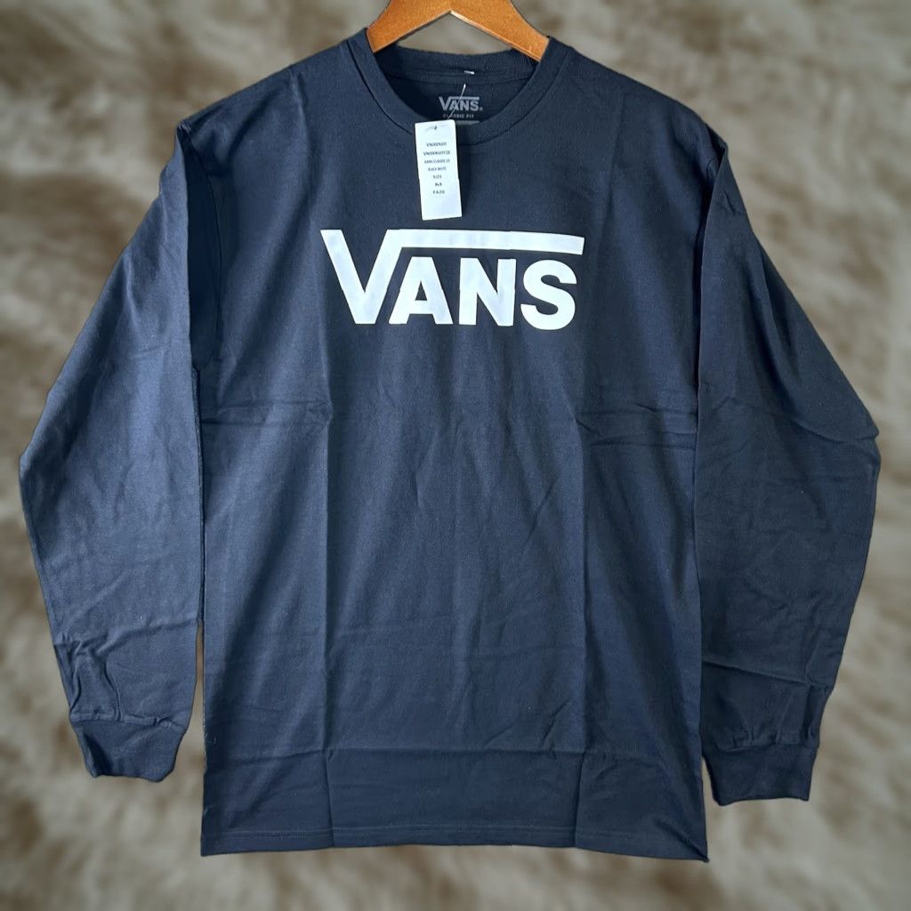 Vans T Shirt Men S Medium Classic Fit Long Sleeve Black Skateboarding