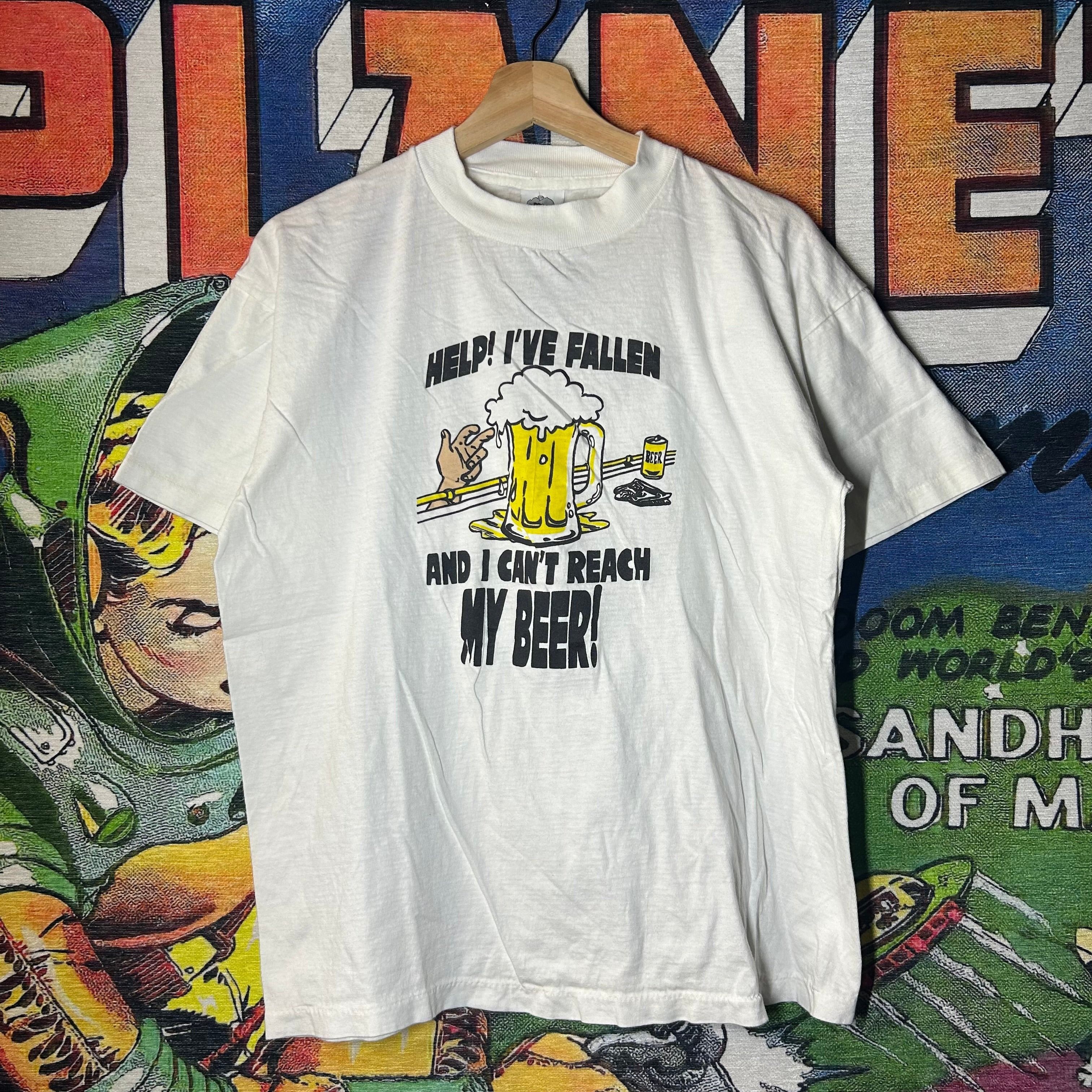 Vintage 90s Help I Ve Fallen And I Can T Reach My Beer Tee Hoodie, Sweatshirt | FlexRushtees.com