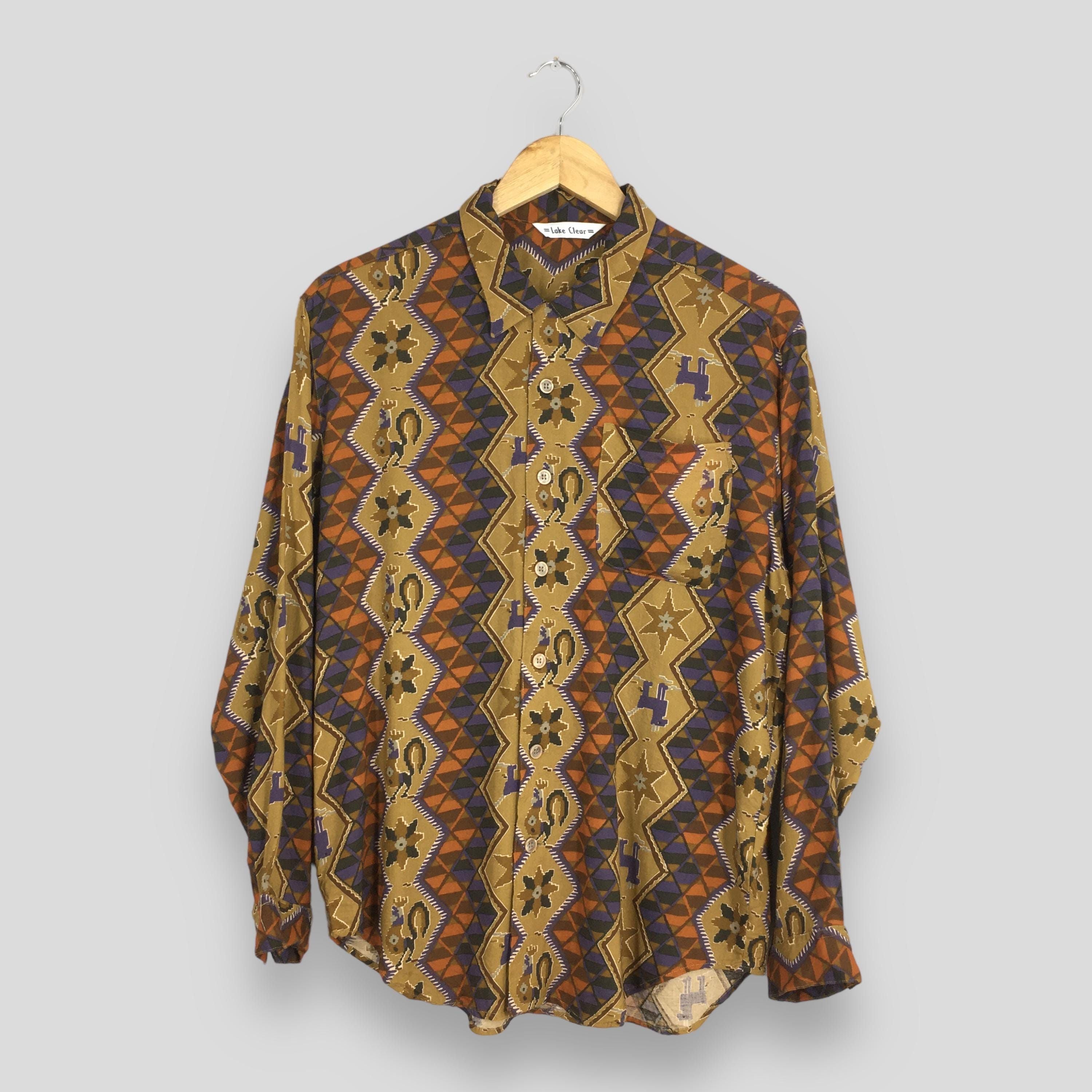 Vintage 1980 S Tribal Navajo Pattern Party Shirt Medium