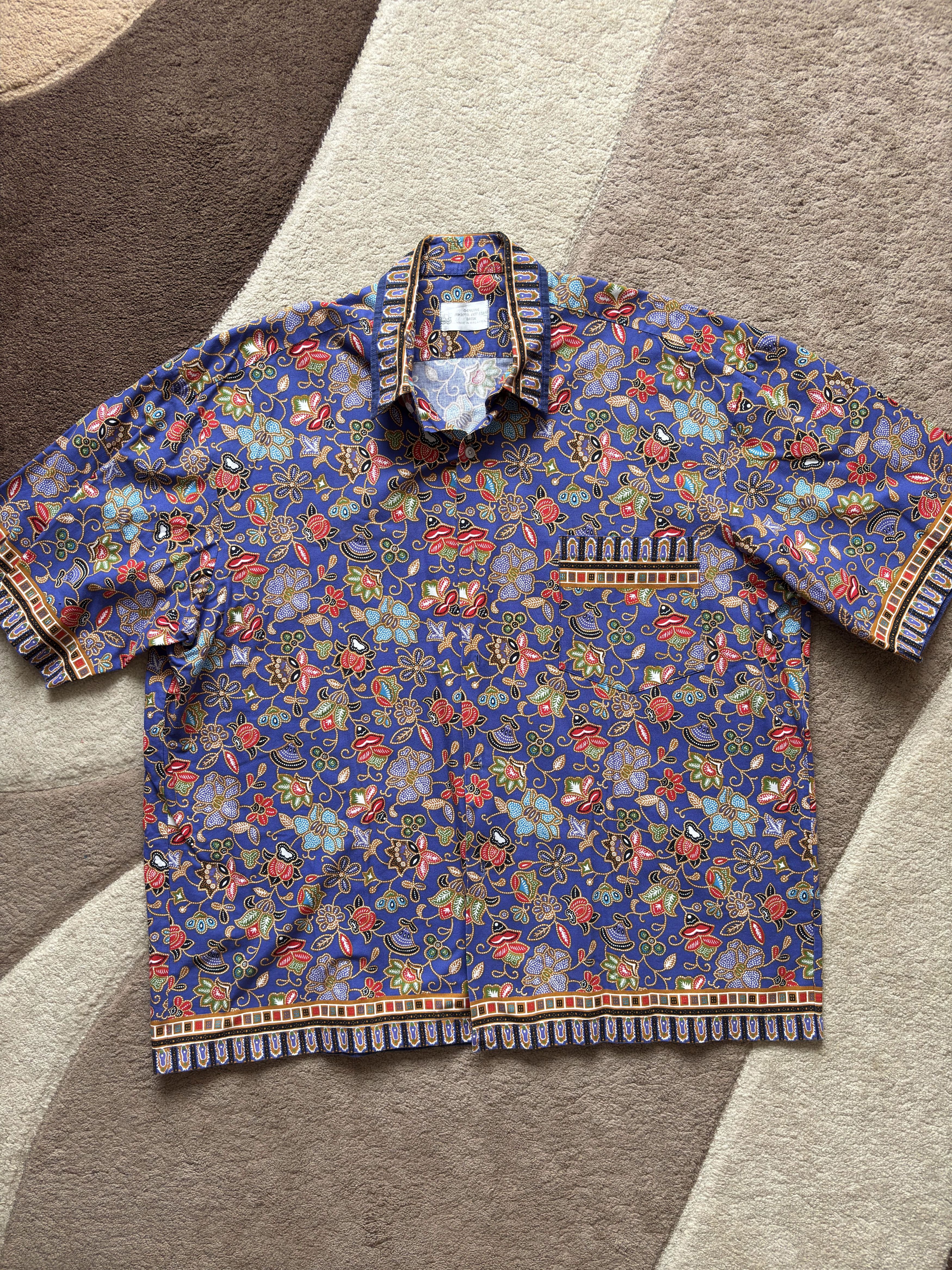 Vintage 60s 70s Shirt Malaysia Traditional Rare Floral