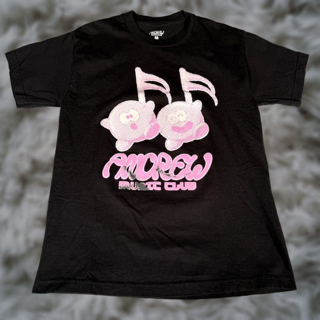 Vintage Andrew Music Club Space Miami T Shirt Mens M Slim Fit Cartoon Black Graphic Tee 2020