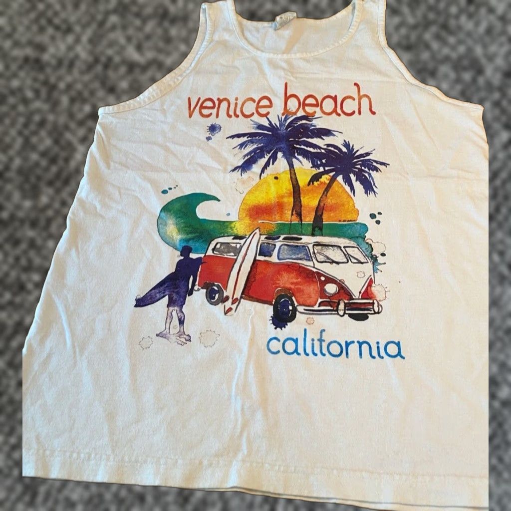 Vintage Air Waves Venice Beach California Tank Muscle Shirt Mens Sz M Air Waves