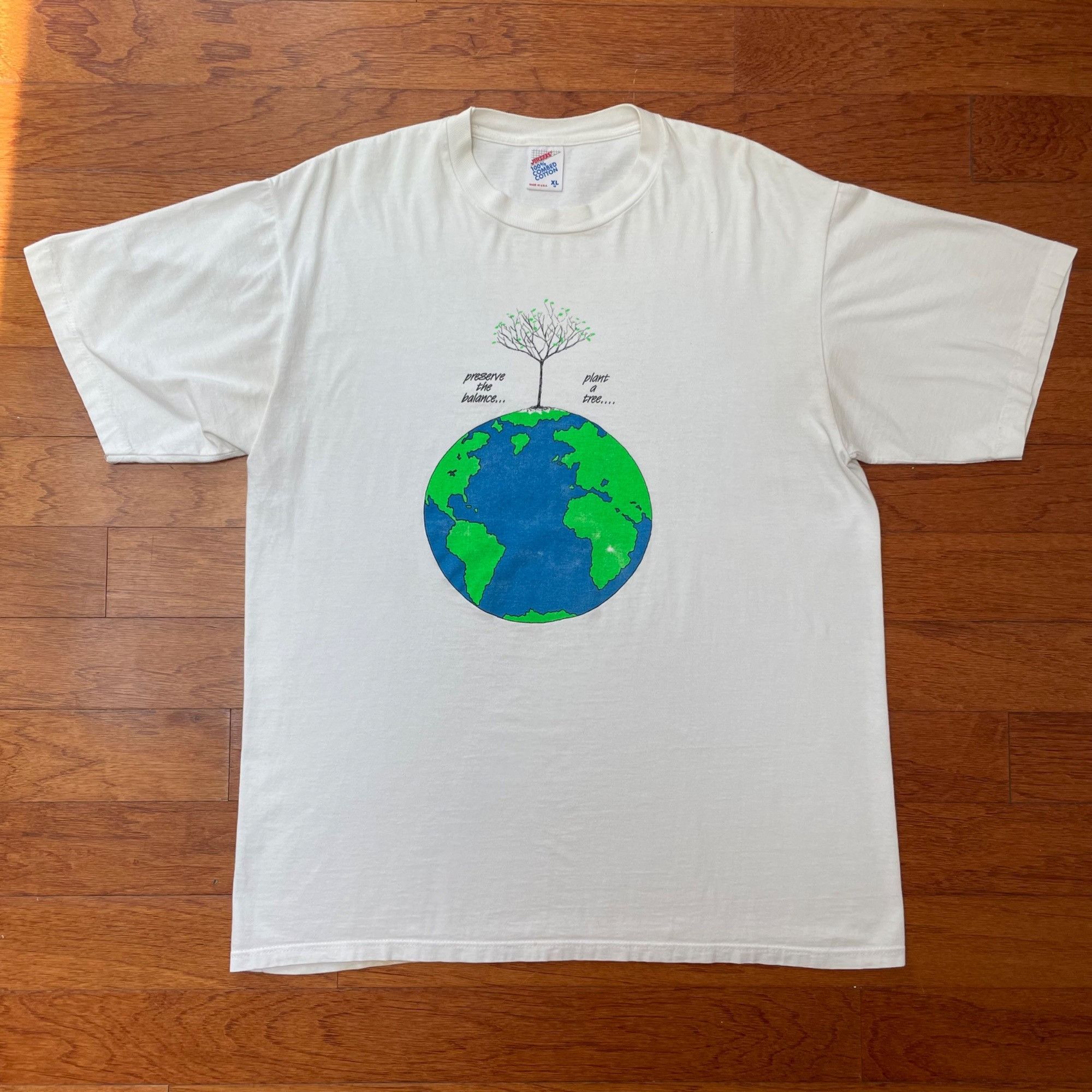 Vintage 90s Preserve The Balance Plant A Tree Earth Shirt