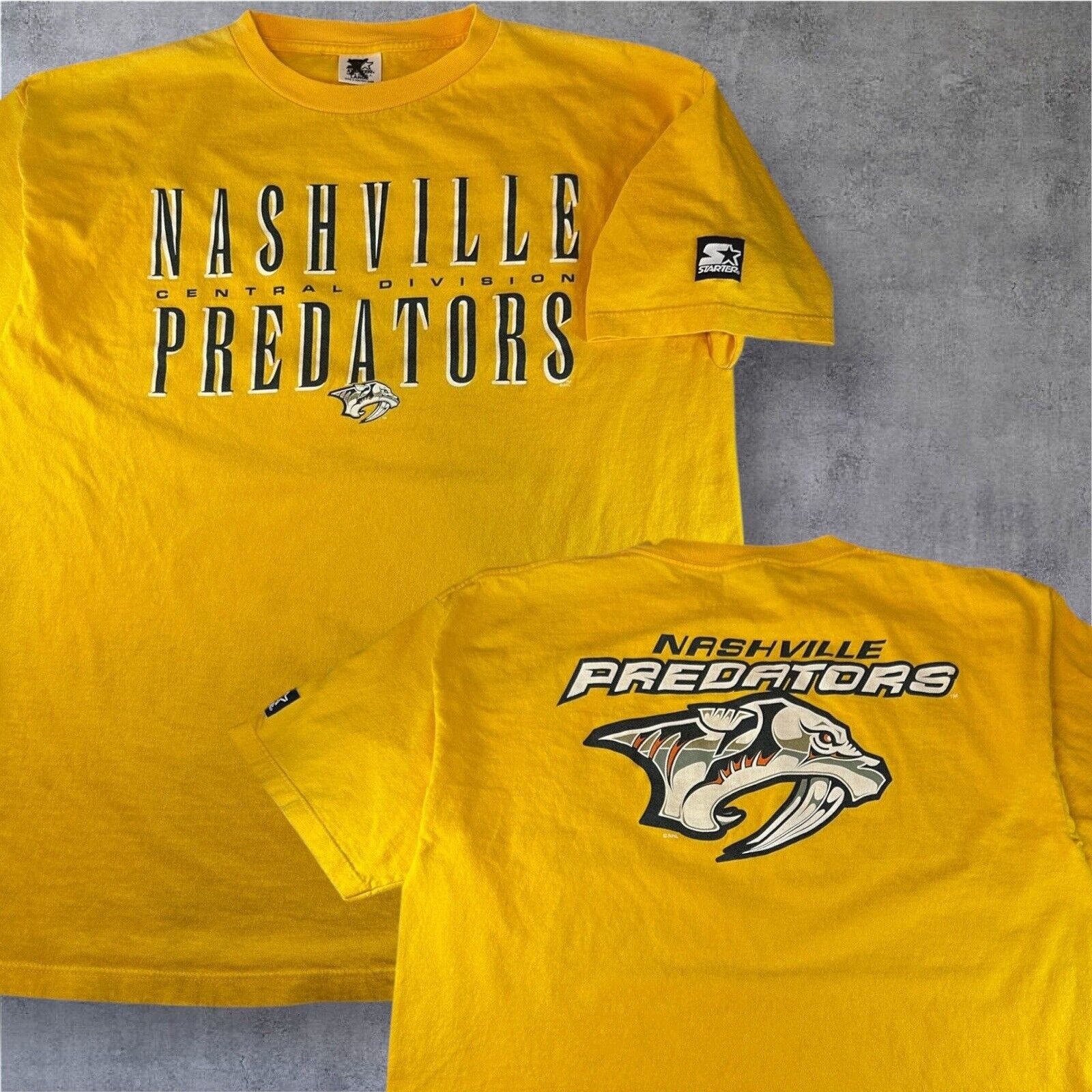 Vintage Starter Nashville Predators Double Sided Shirt L Hoodie, Sweatshirt | FlexRushtees.com