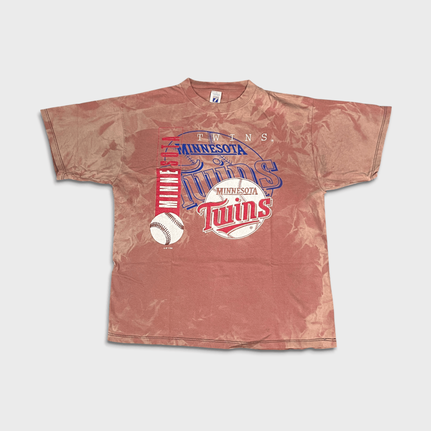 Logo 7 Vintage 1995 Logo 7 Minnesota Twins T Shirt Bleached Mlb Tee Hoodie, Sweatshirt | FlexRushtees.com