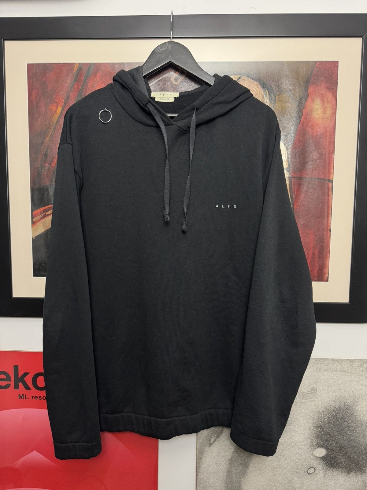Alyx Designer Avant Garde Black Hoodie Pin Metal