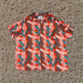 Vintage Goodfellow Co Shirt Mens 2xl Xxl Red Blue Floral Hawaiian Slim Fit 100 Rayon