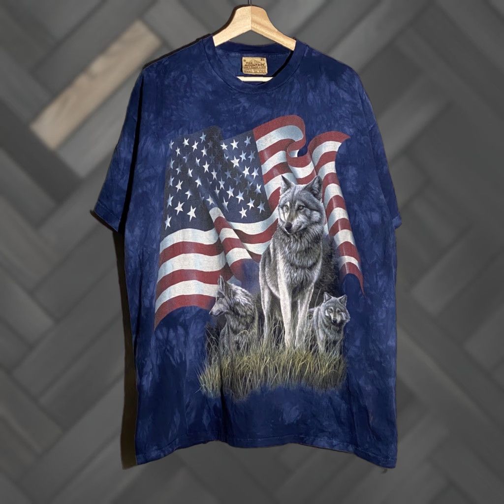 Mountain Vintage The Mountain T Shirt Blue Xl Wolves American Flag Made In Usa Shirt Mens