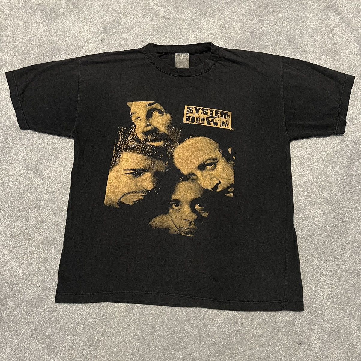Band Tees Rare Vintage 90s System Of A Down Double Sided Band Logo Tee Hoodie, Sweatshirt | FlexRushtees.com