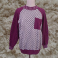 Vintage Gitano 2 Tone Polka Dot Raglan Sleeve Sweatshirt Ringer Pocket M Red Magenta Gray Wo