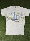 Vintage 90s Sailboat Wraparound Art Boating Ocean Aop Tee