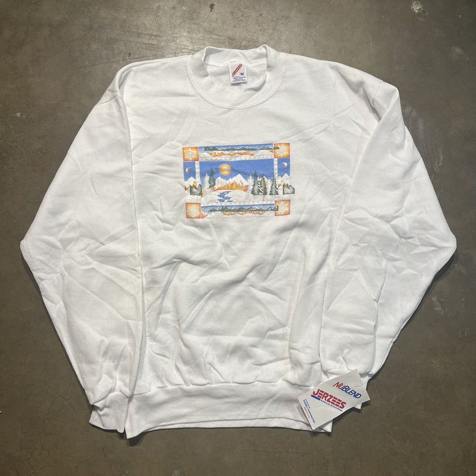 Nos Vintage 80s White Winter Landscape Art Sweatshirt T-Shirts, Hoodie | FlexRushtees.com
