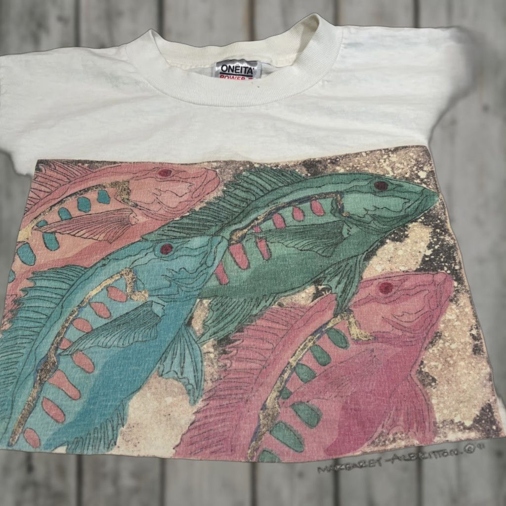 Vintage Jumpin Artist Graphic T Shirt Medium Margaret Albritton 91 Fish Shirt Adult Medium W Hoodie, Sweatshirt
