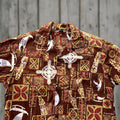 Vintage American Vintage Men S Hawaiian Shirt Short Sleeve Brown Floral 60s Retro Tropical B