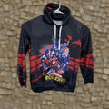 Vintage My Hero Academia Hoodie Shirt Mens Large Black Knit Stretch Pullover Graphic Print Hooded Lo
