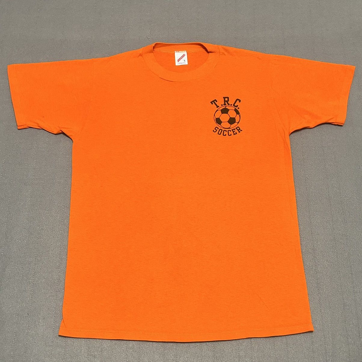 Vintage Jerzees 1 Trc Soccer Orange T Shirt Made In Usa L