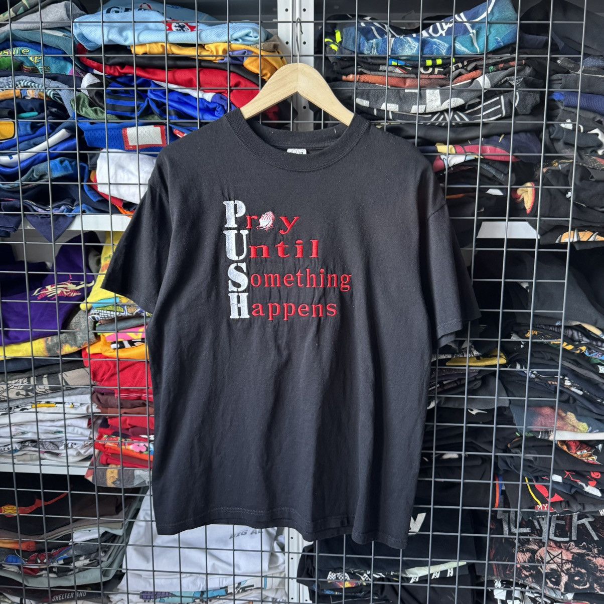 Vintage Push Pray Until Something Happens Jesus T Shirt