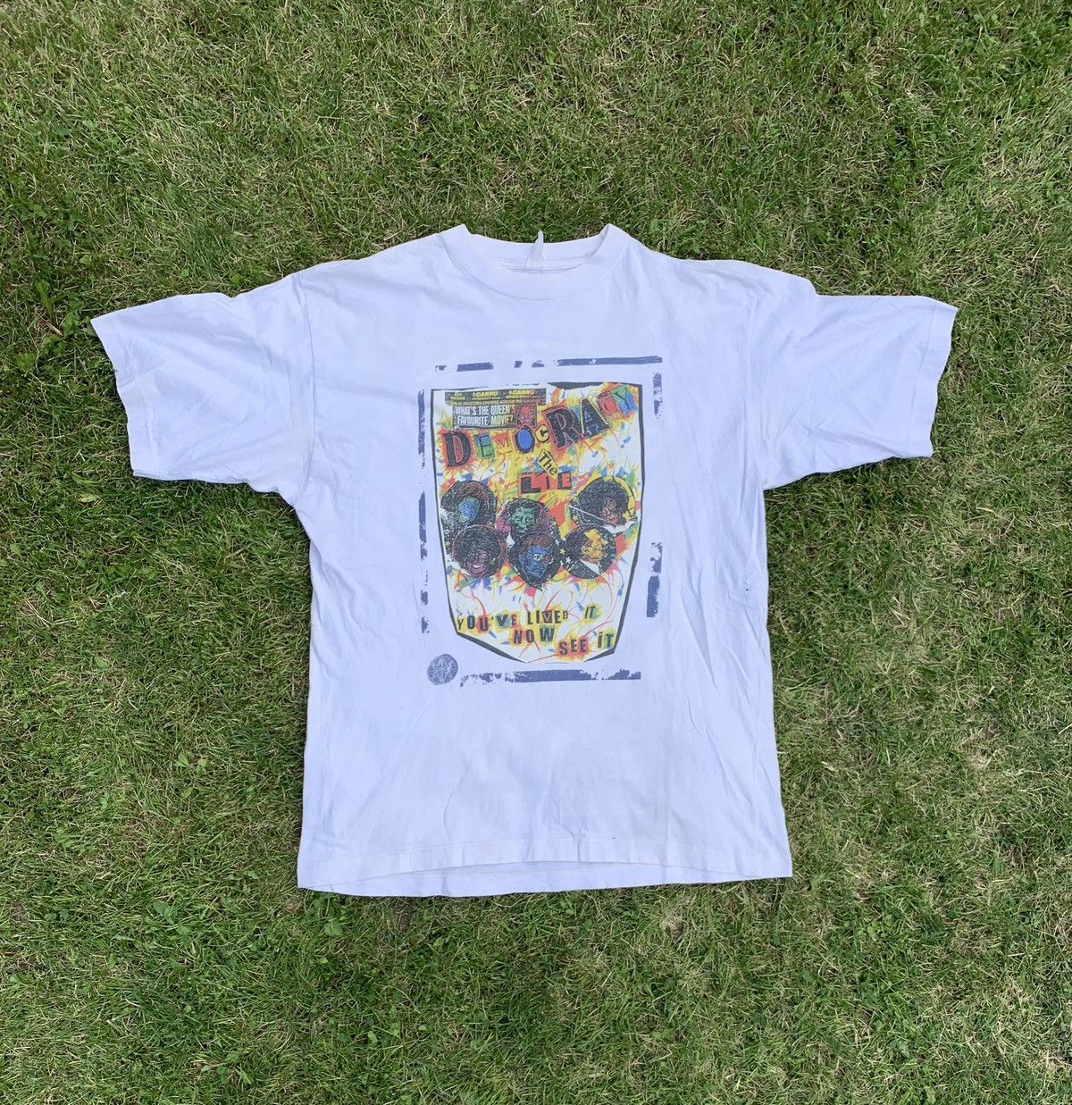 Vintage 90s Democracy The Lie The Almighty Humor Tee Y2k Hoodie, Sweatshirt | FlexRushtees.com