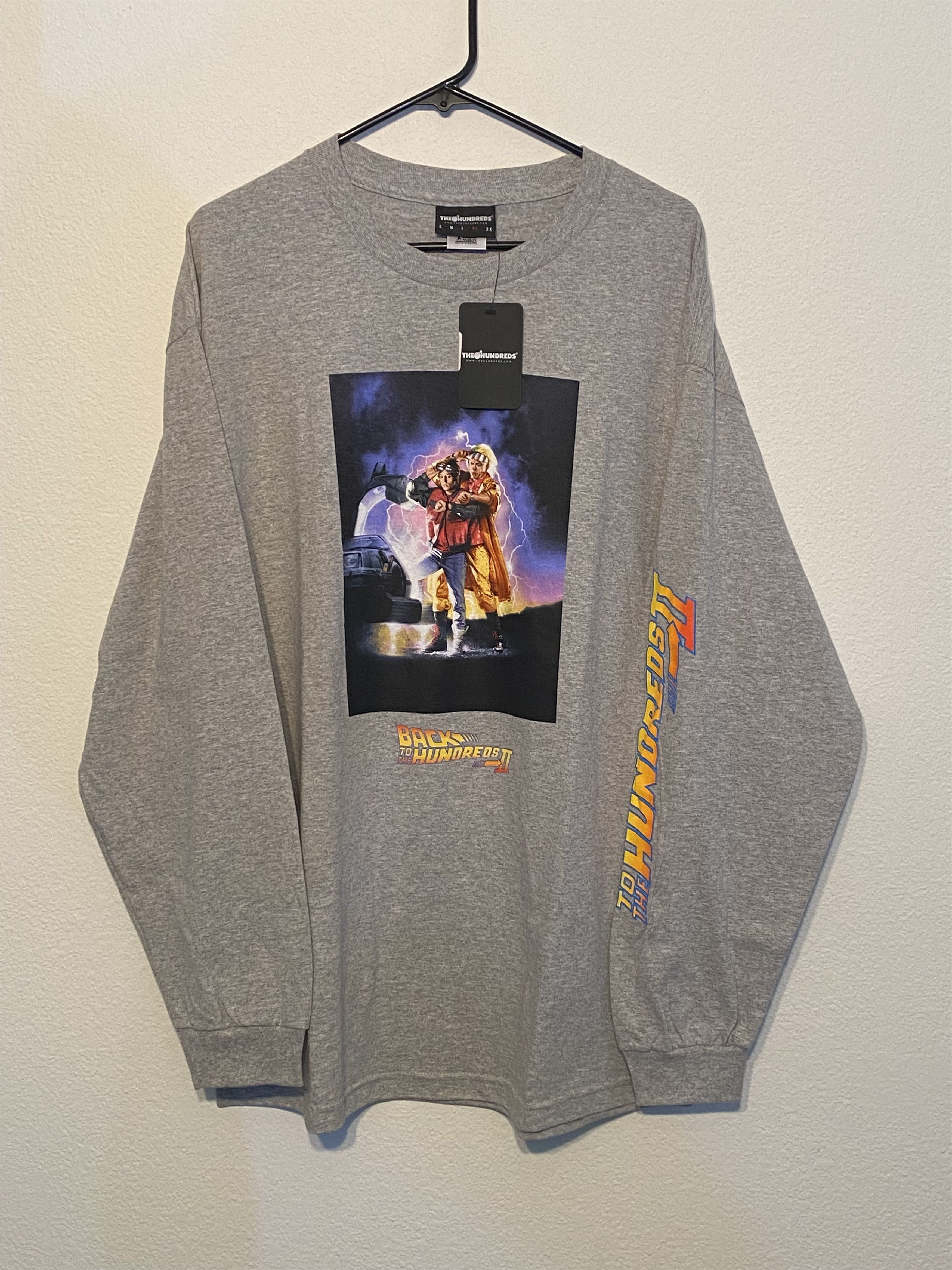 Universal Studios The Hundreds X Back To The Future Size L Grey Ls T Shirt New