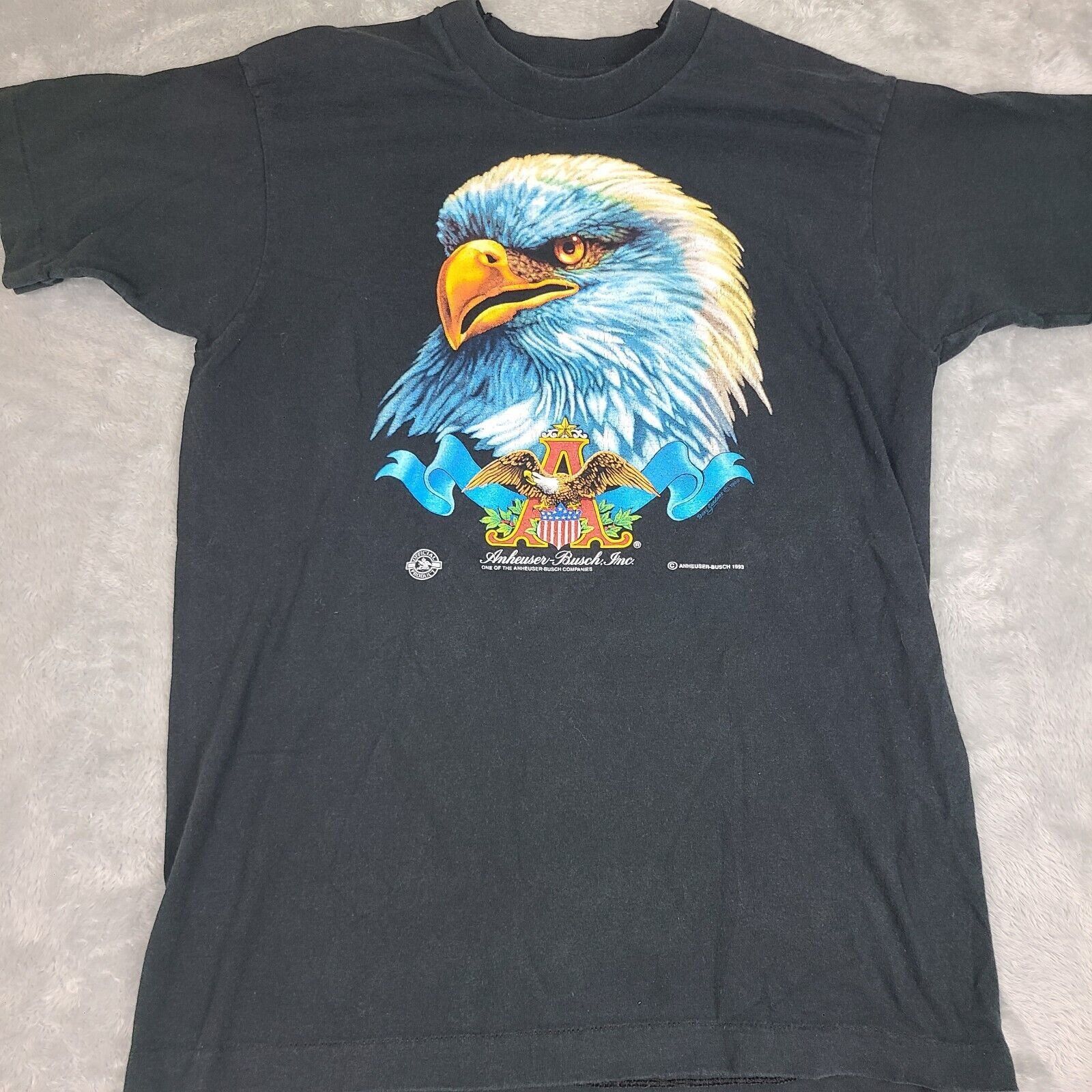 Vintage 1993 Anheuser Busch Beer T Shirt Medium Black Eagle Hoodie, Sweatshirt | FlexRushtees.com