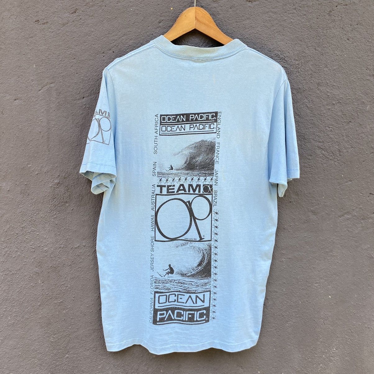 Ocean Pacific Thrashed Faded Vintage 80s Ocean Pacific Surfboard Tee