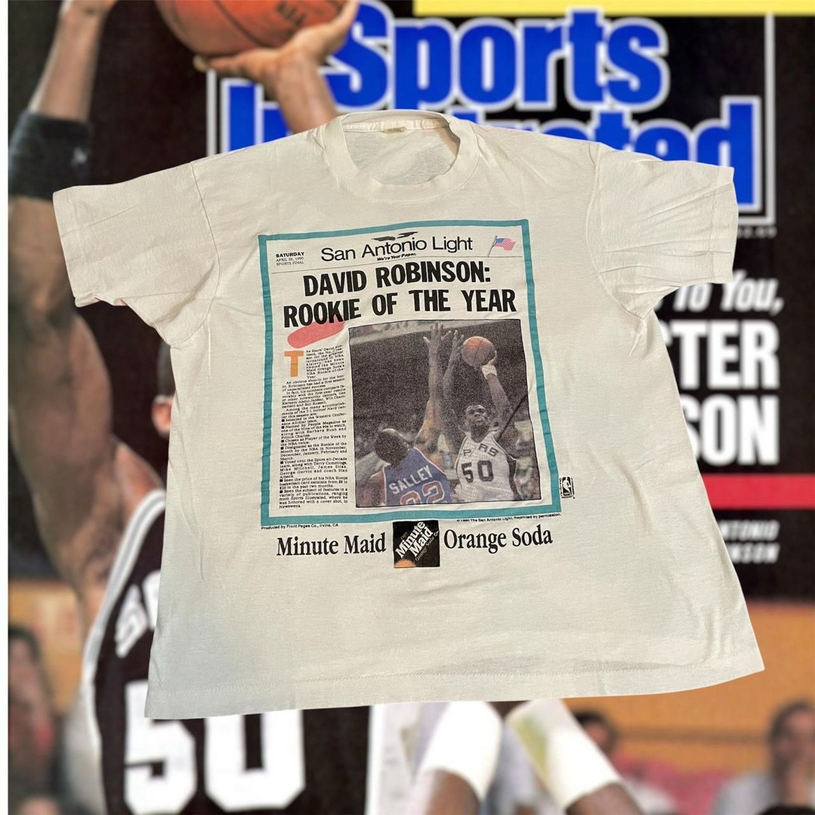 Vintage 1990 Nba David Robinson San Antonio Spurs Tee