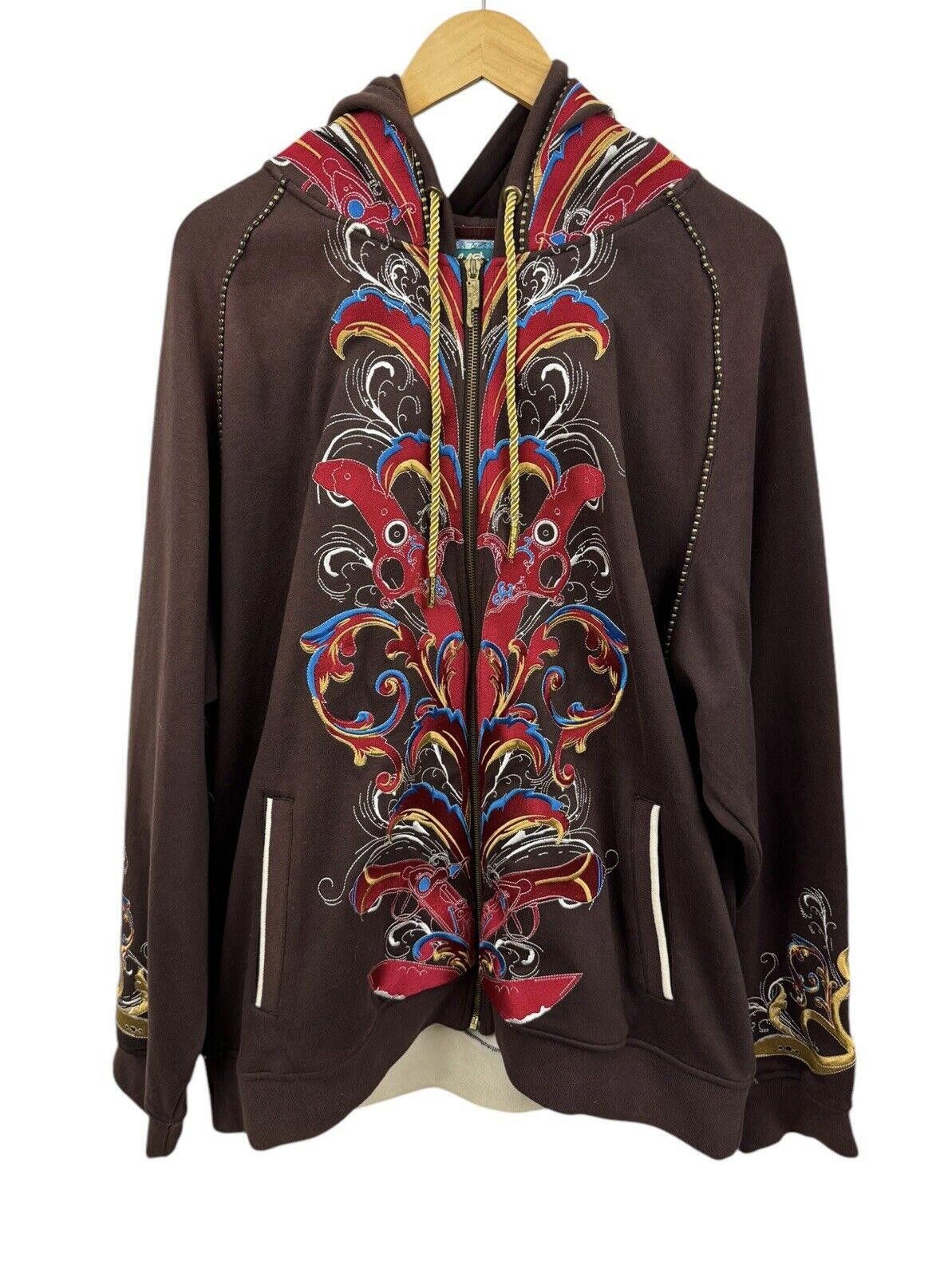 Designer Vintage Artful Dodger Y2k Brown Zip Up Hoodie 4xl