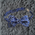 Vintage New Custom Mens Bow Tie Pre Tied Adjustable Blue Black Floral Handmade Bowtie