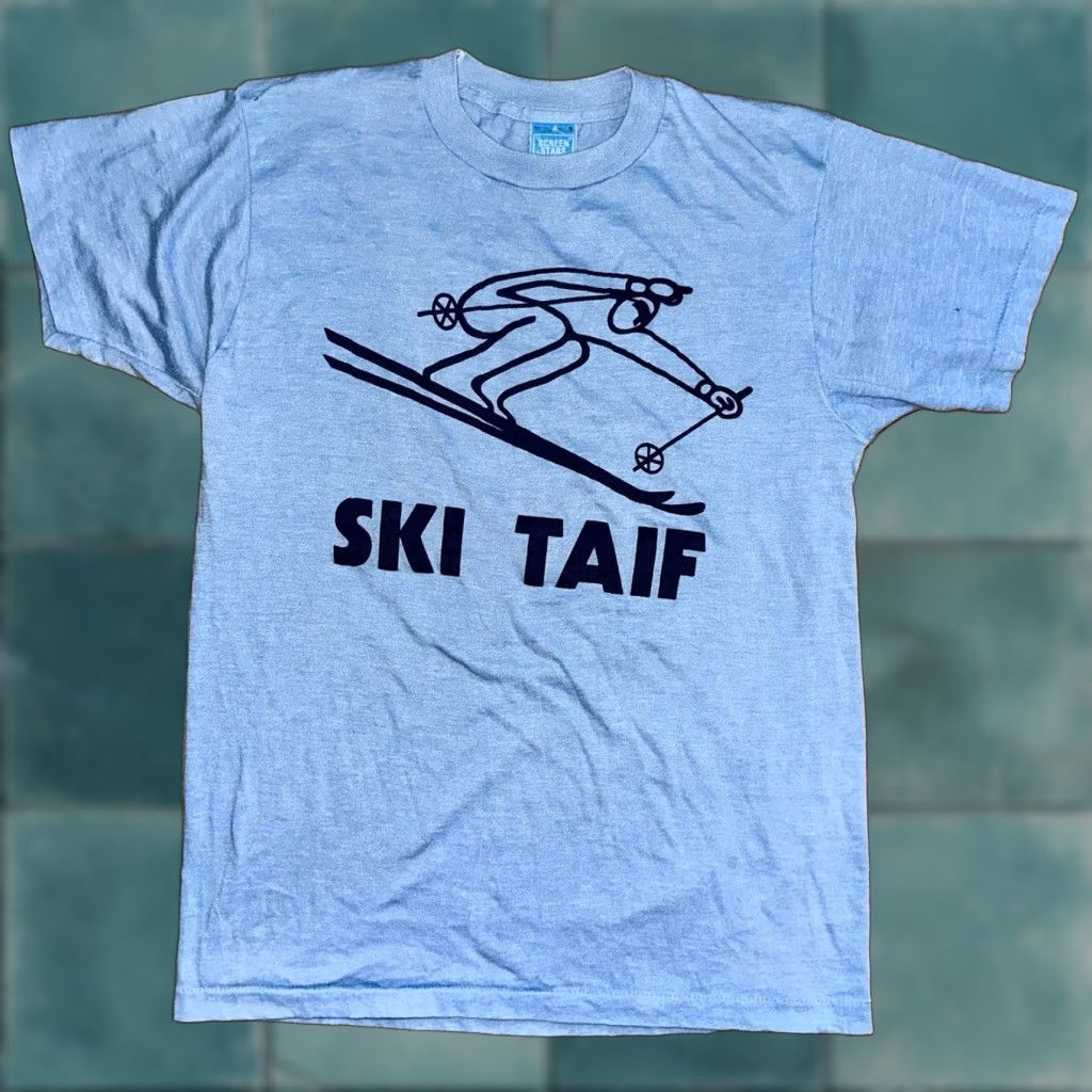 Vintage Screen Stars T Shirt Ski Taif Blue 70s 80s 90s Sports Crew Neck Short Sleeve Men M