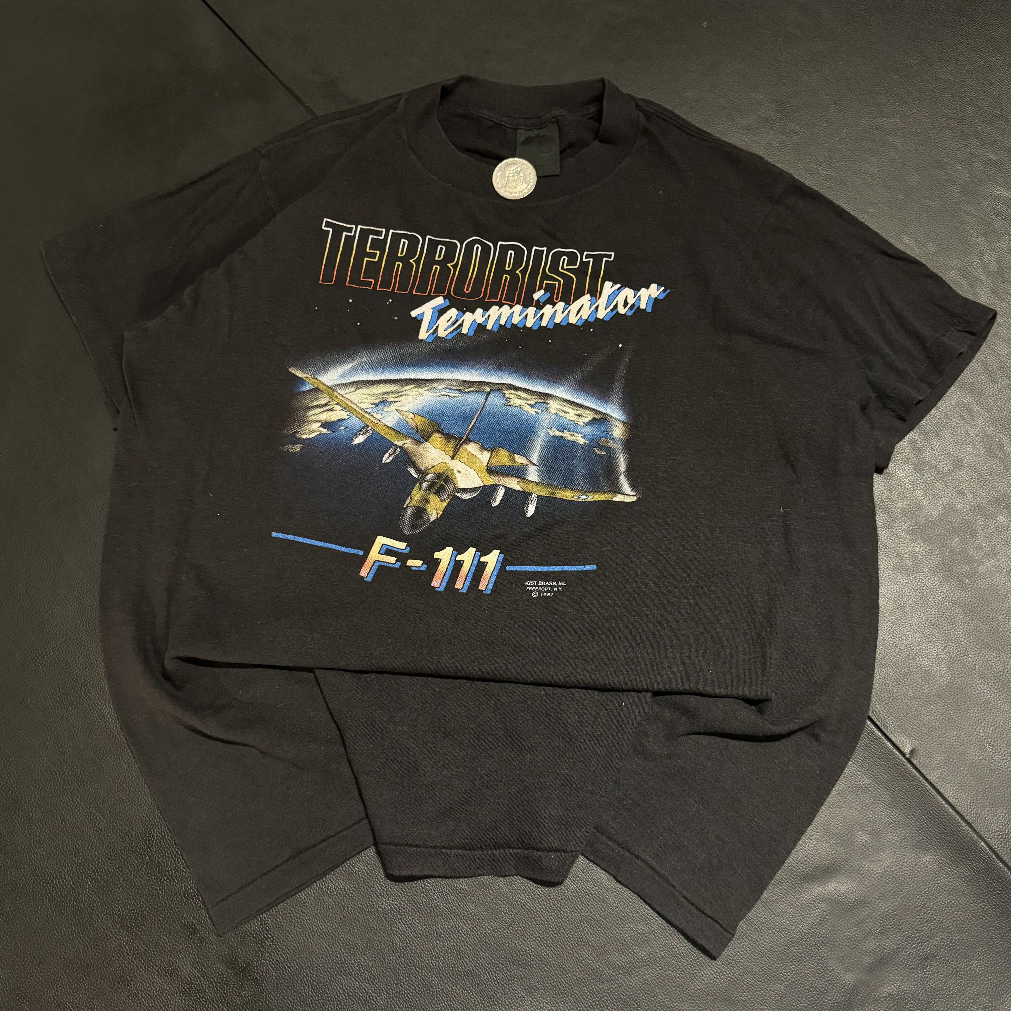 Other 3d Emblem Vtg 1987 Terrorist Terminator F 111 Graphic Tee