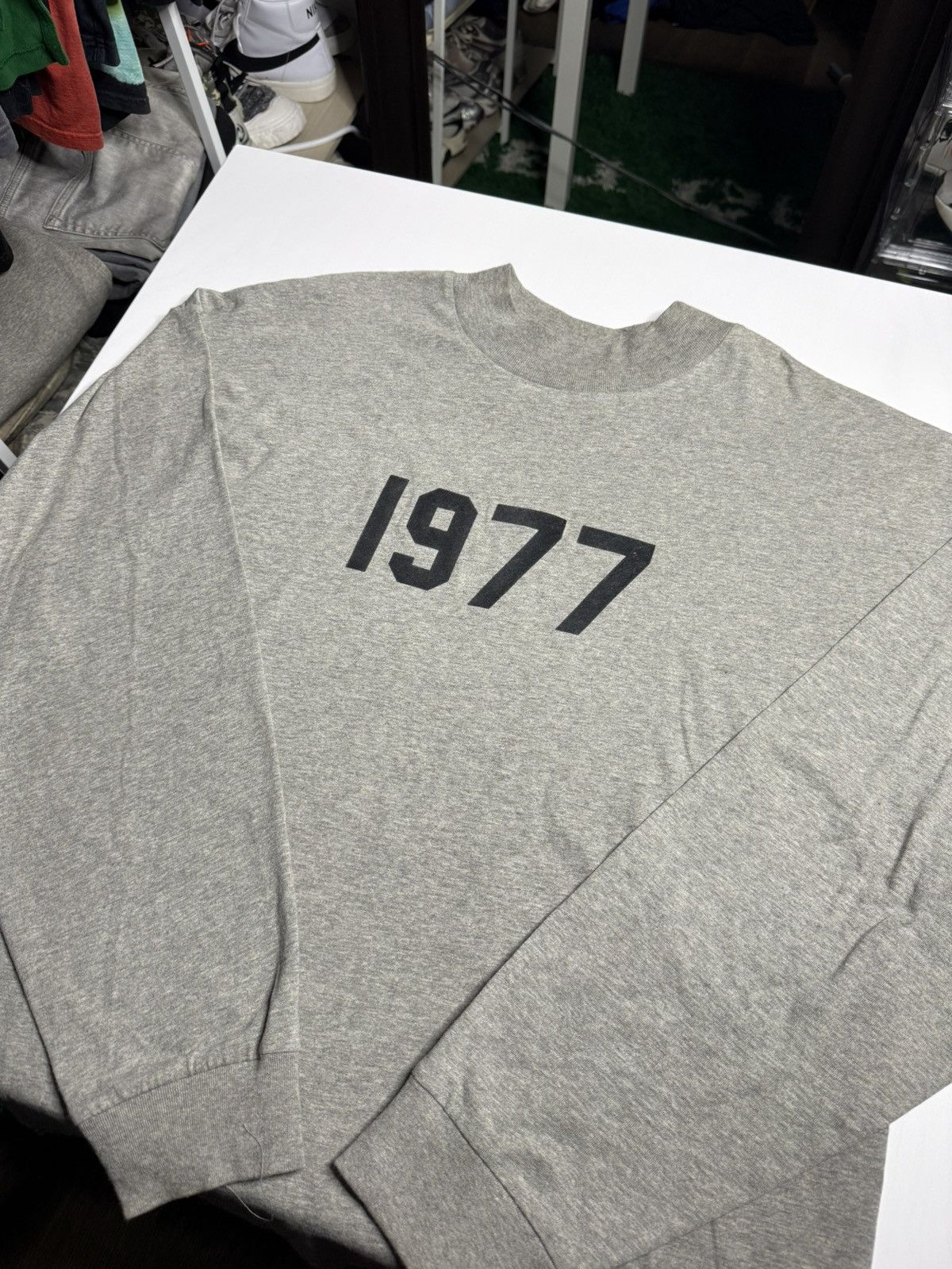 Essentials L S 1977 Tee Grey Hoodie, Sweatshirt | FlexRushtees.com