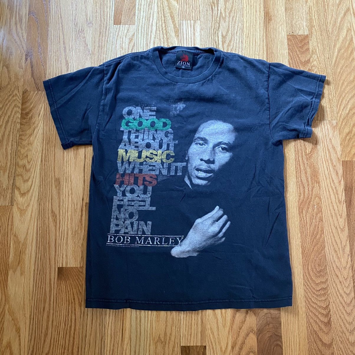 Vintage X Zion Rootswear Faded Black Y2k Zion Rootswear Bob Marley Tee Size M Hoodie, Sweatshirt | FlexRushtees.com