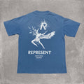 Clo Represent Xs Icarus Sky Blue Tee Hoodie, Sweatshirt | FlexRushtees.com