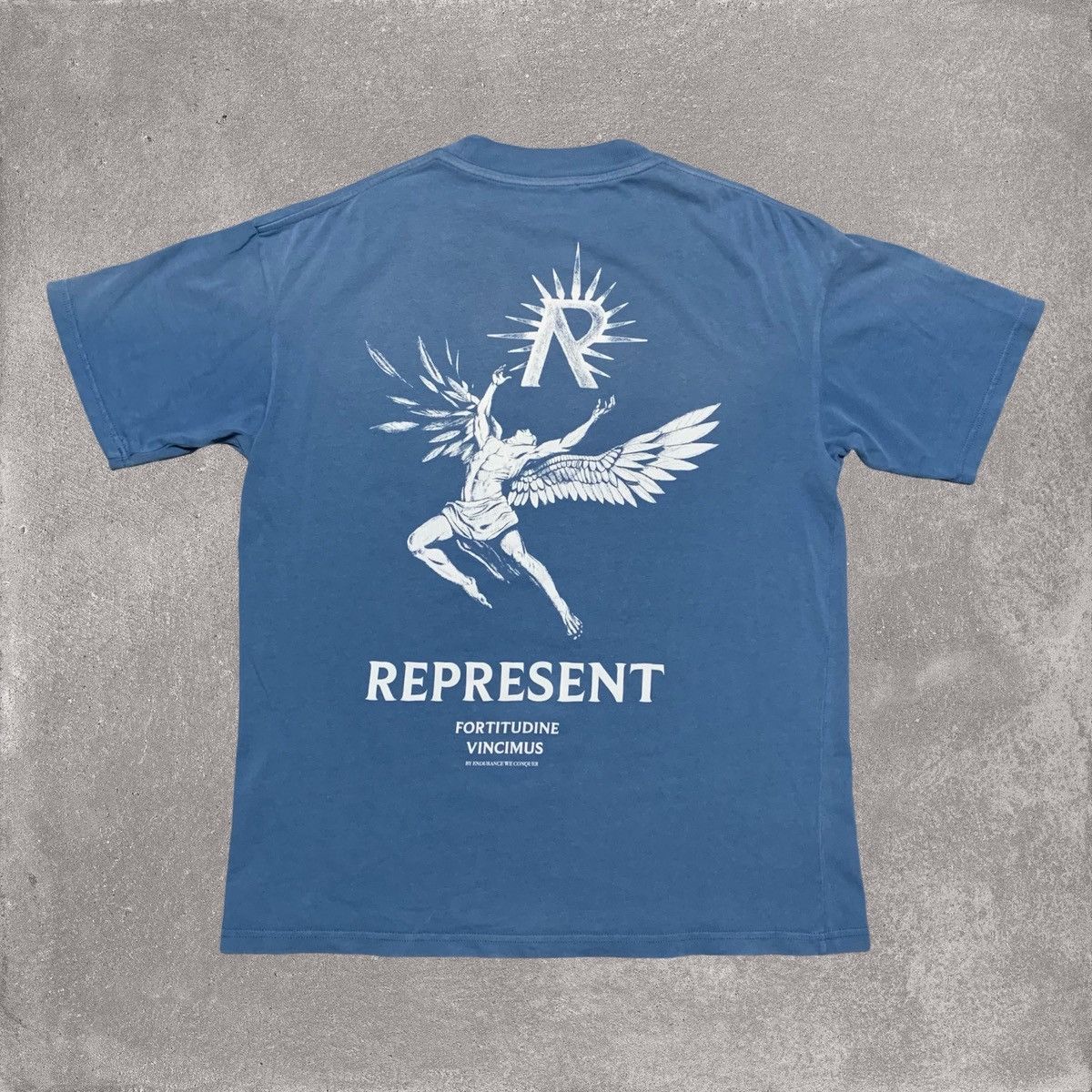 Clo Represent Xs Icarus Sky Blue Tee Hoodie, Sweatshirt | FlexRushtees.com