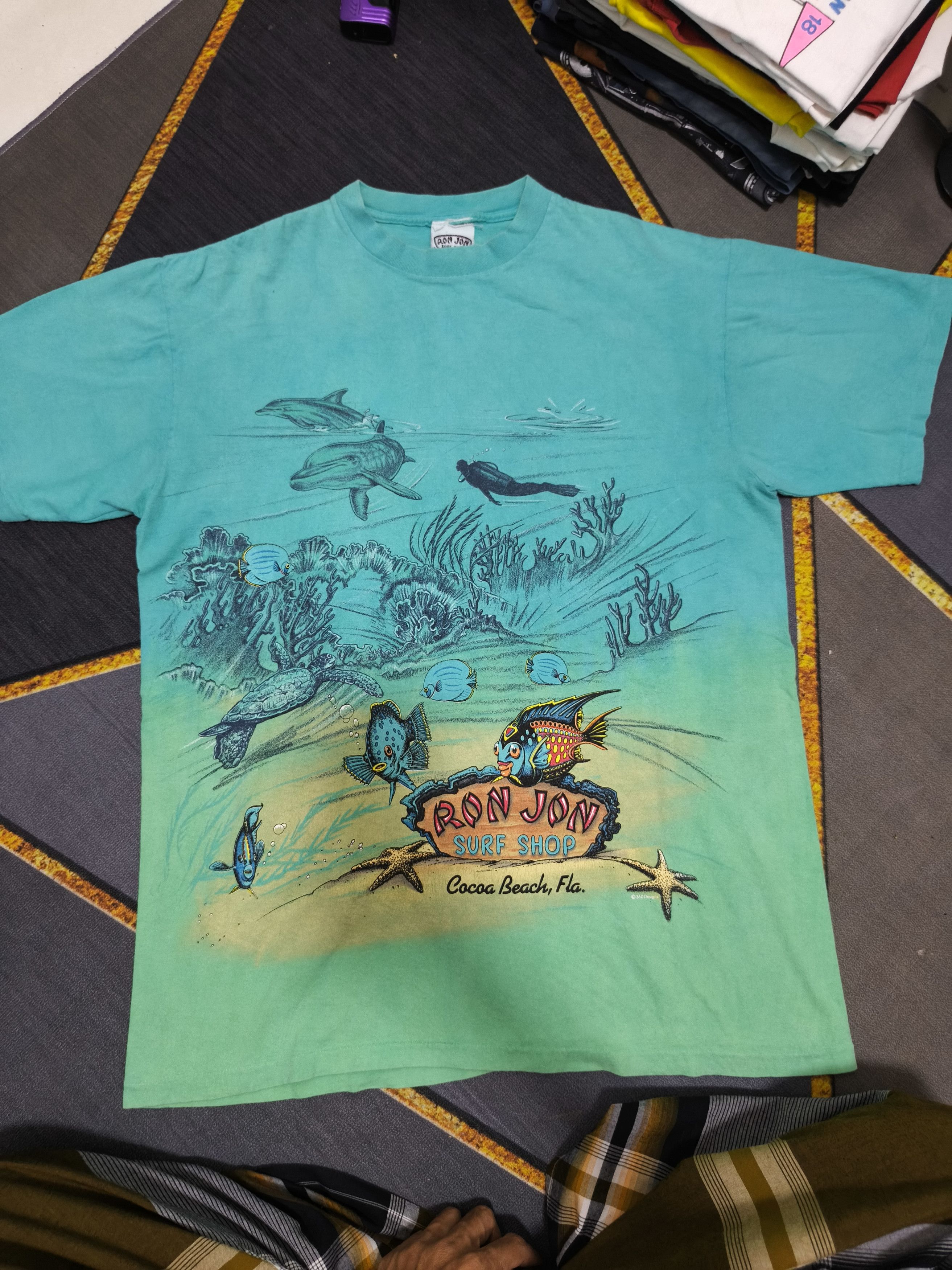 Ron Jon Surf Shop Vintage 90s Ron Jon T Shirt Ocean Diver Dolphin Graphic