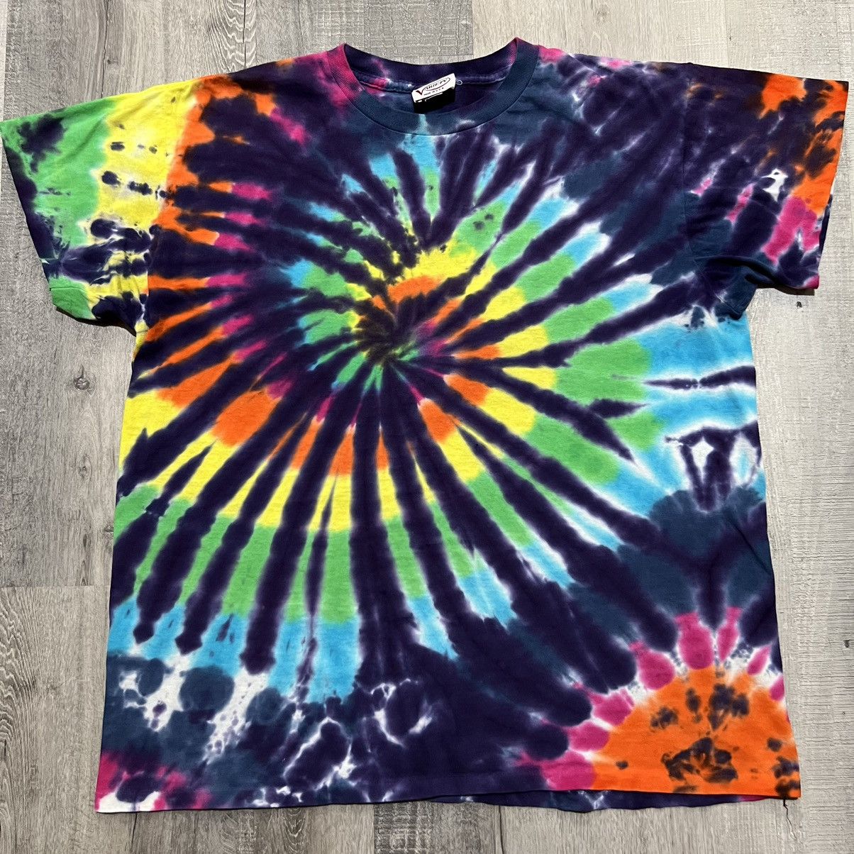 Vintage Vtg Variety Rainbow Spiral 90s Psychedelic Tie Dye T Shirt