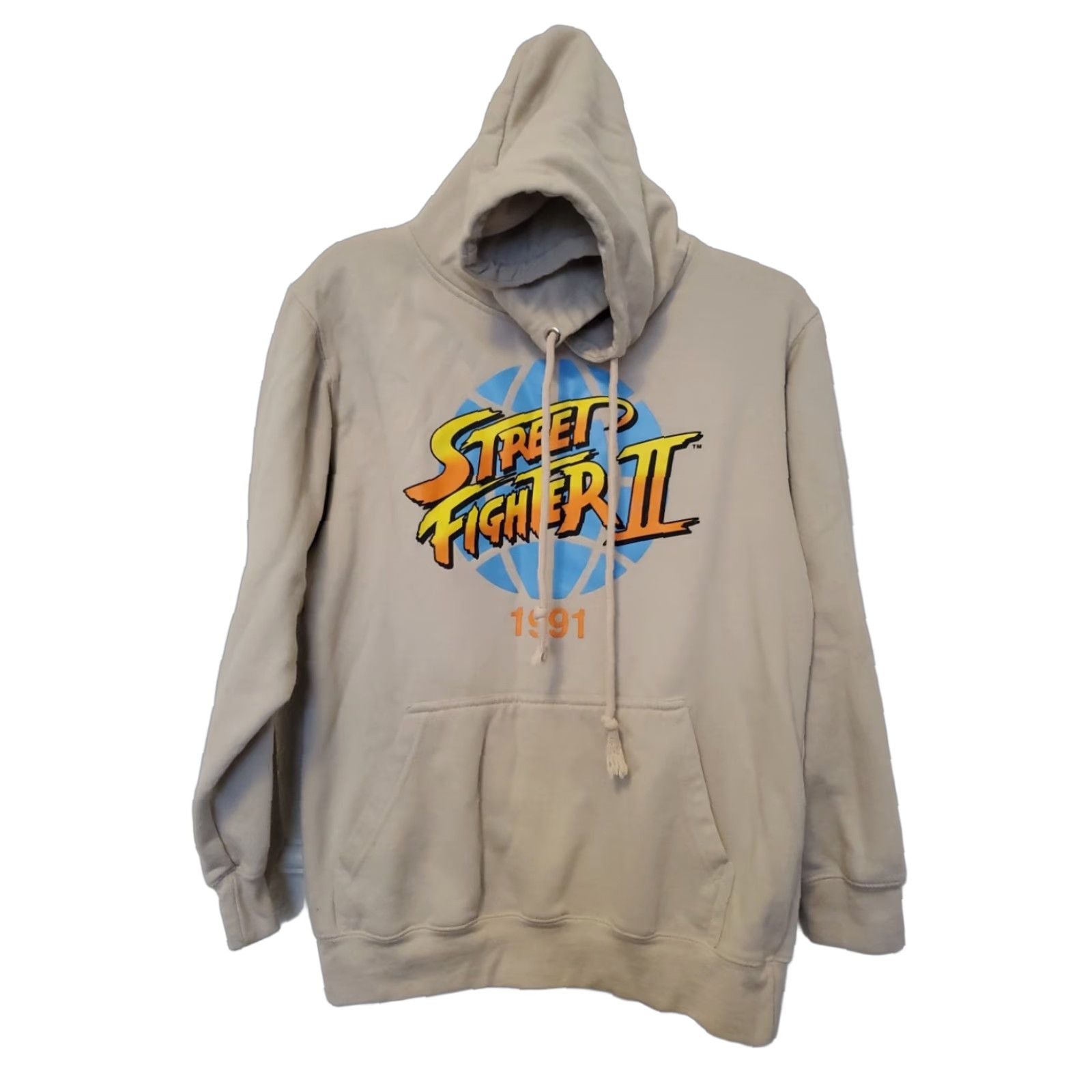 Etro Street Fighter Ii Hoodie Unisex Small Beige Retro 90s Graphic By Capcom Ls Gamer