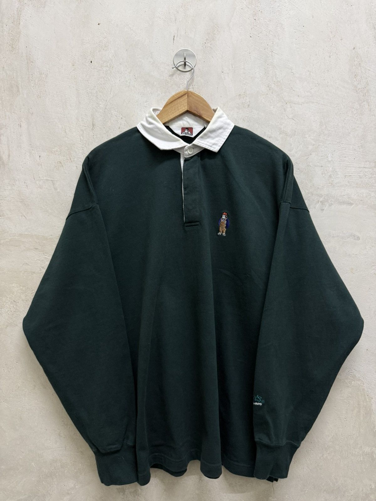 Davis Ben Davis Small Logo Embroidered Long Sleeve Collar Tee