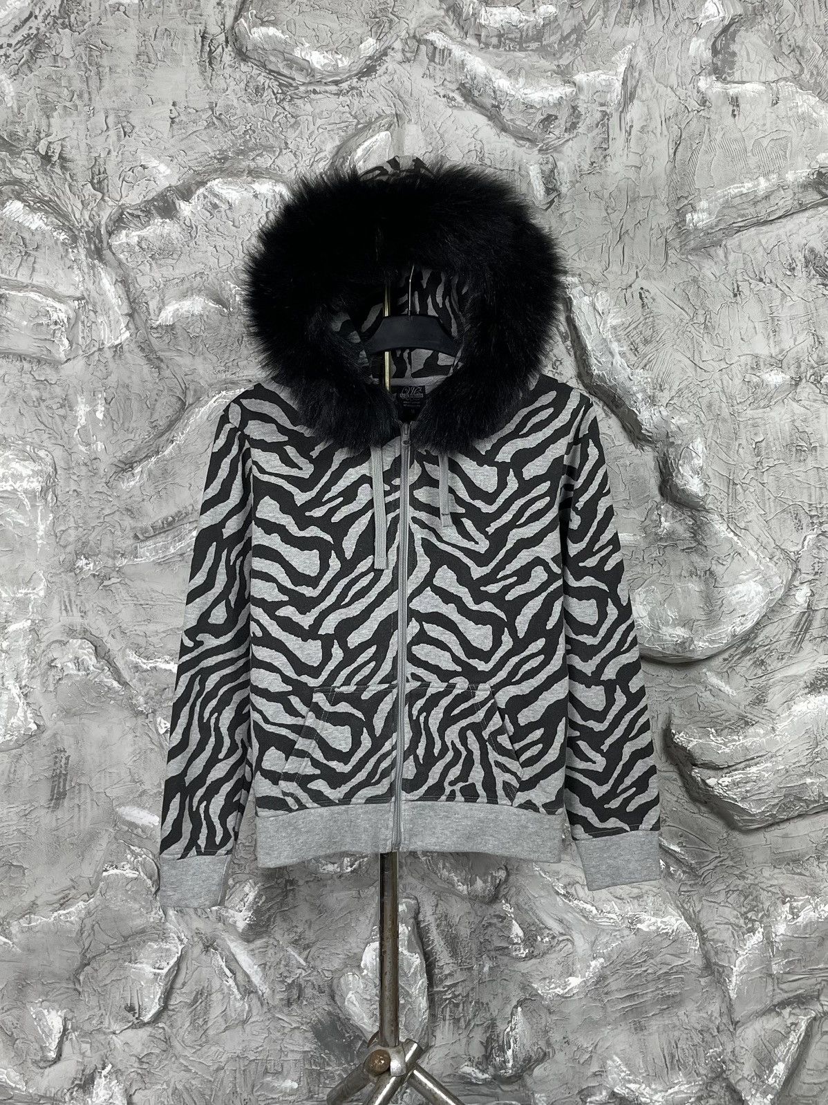 If Six Was Nine X Ne Net Vintage Y2k Animal Pattern Fur Zip Hoodie Japanese Punk