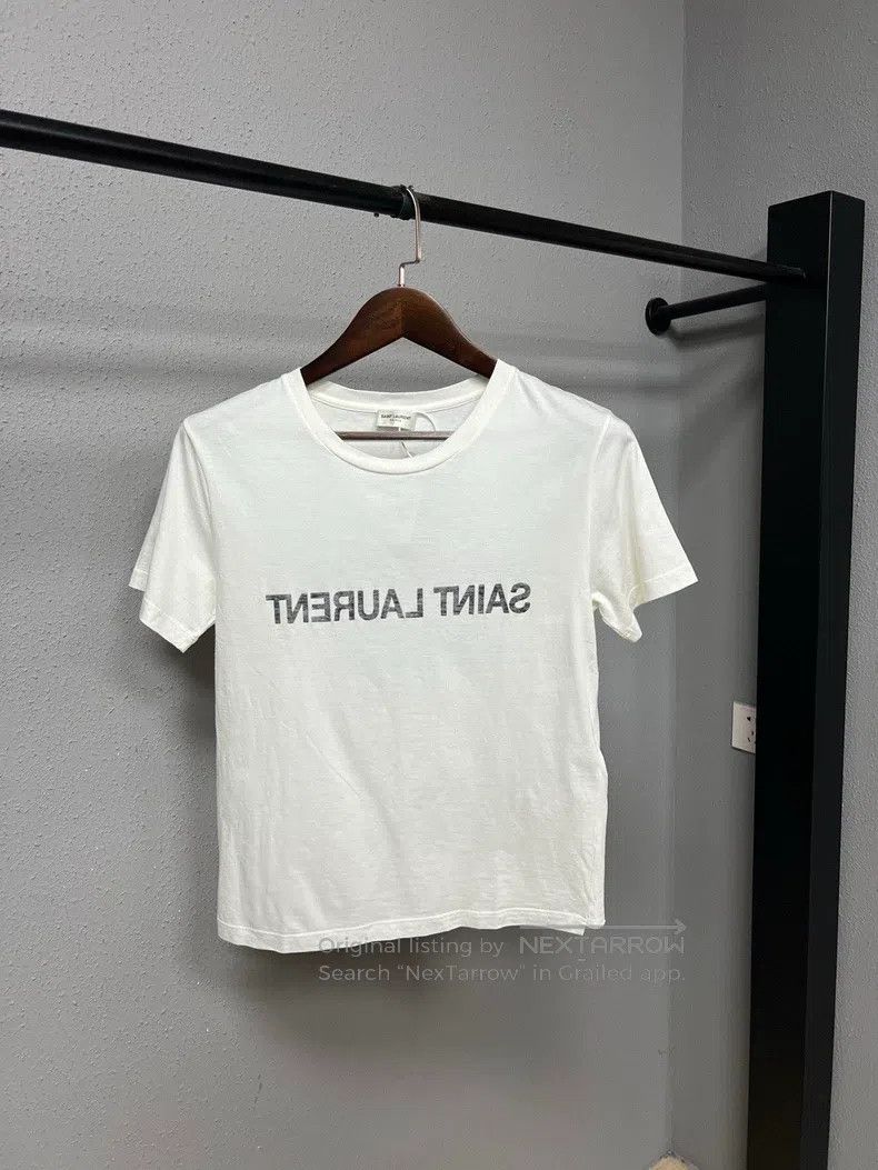 Laurent Paris Saint Laurent Paris Inverted Slogan Logo T Shirt