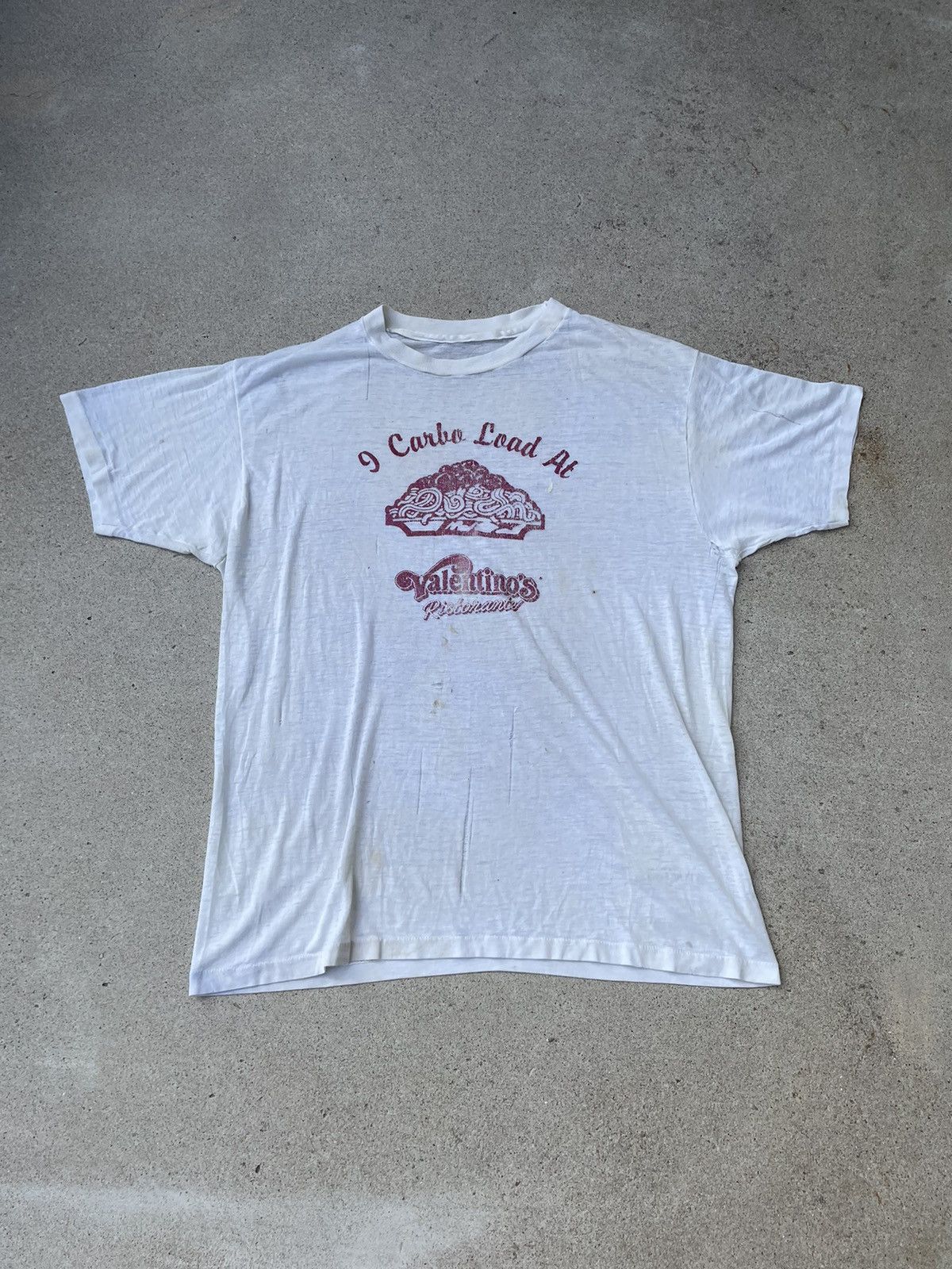 Vintage 50 S 60s Thrashed Paper Thin Valentinos Graphic Tee Large