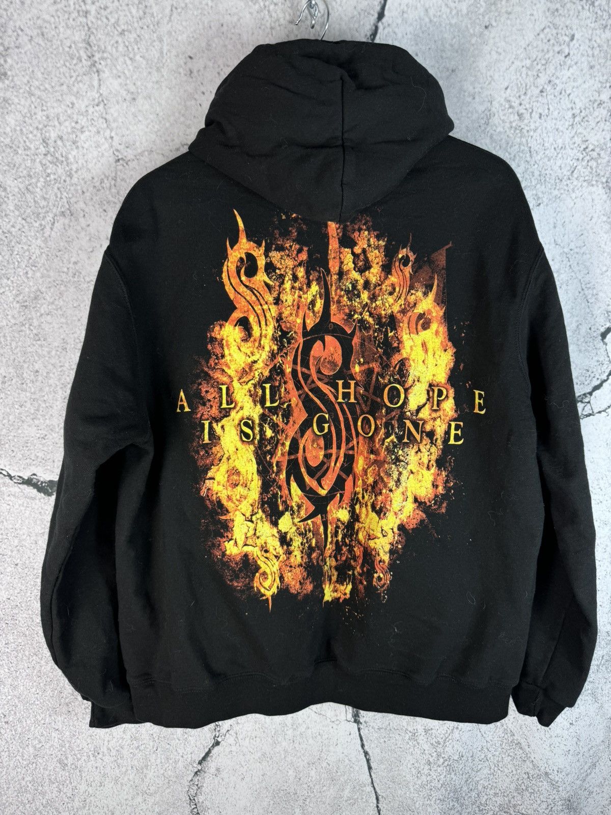 Vtg Slipknot Flames Logo Printed Hoodie Size Xl T-Shirts, Sweatshirt | FlexRushtees.com