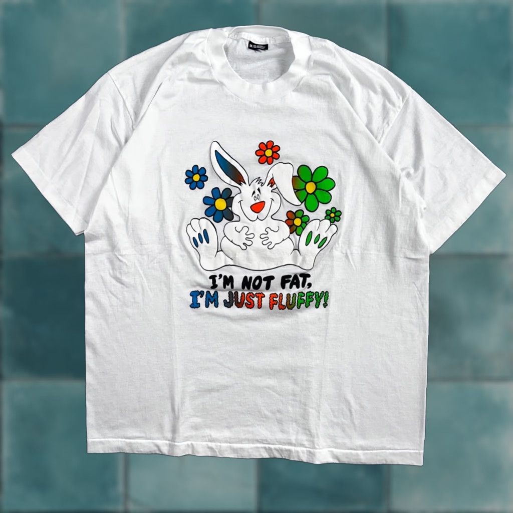Vintage Screen Stars Bunny Not Fat But Fluffy Funny Graphic T Shirt Men 2xl White 70s 80s 90
