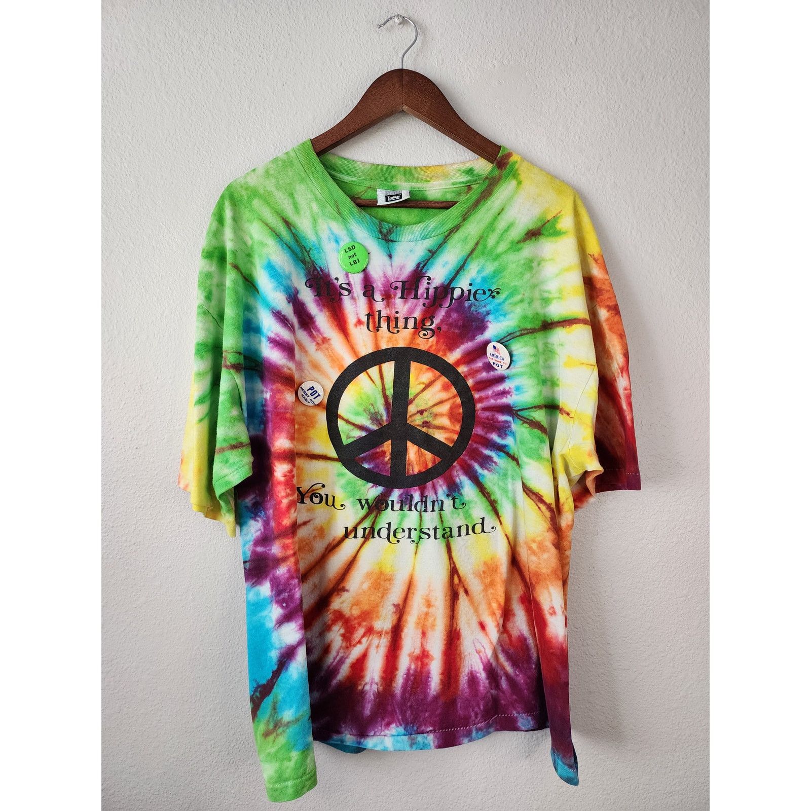 Lee Vintage Tie Dye Hippie Shirt Lee Xxl Psychedelic Tee 90s Usa
