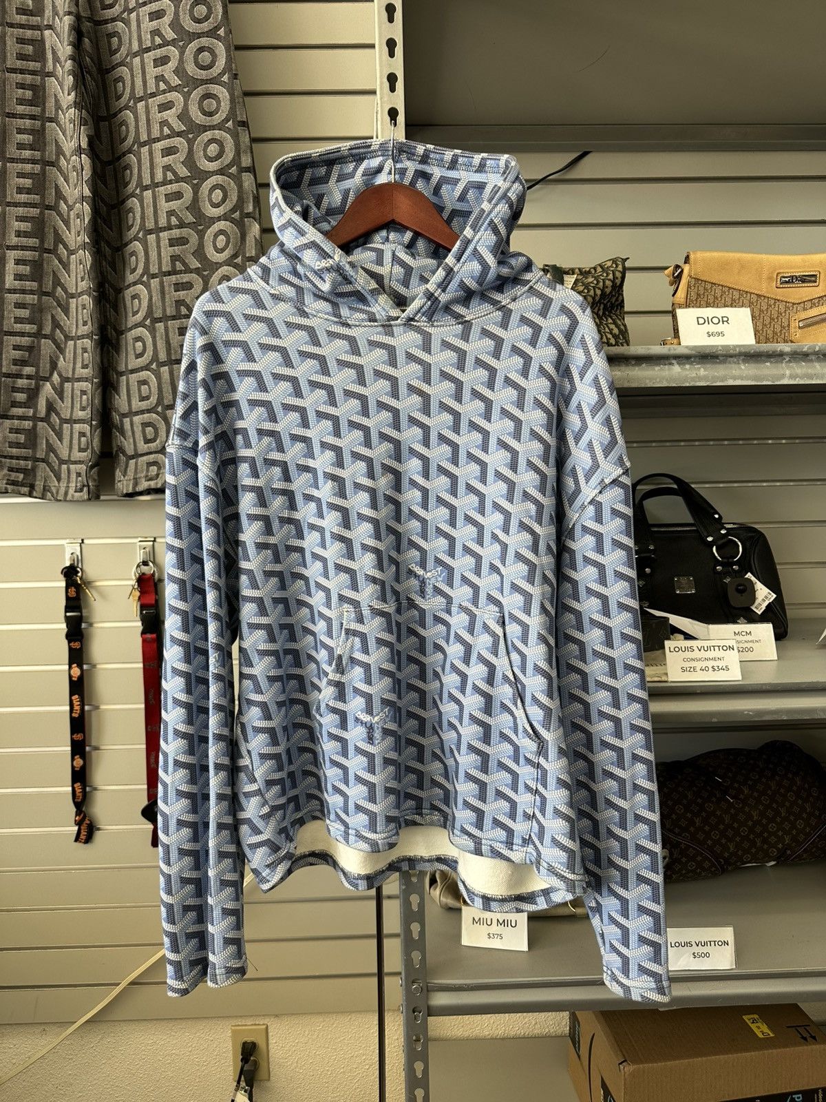 Studios Bravest Studios Goyard Monogram Print Hoodie
