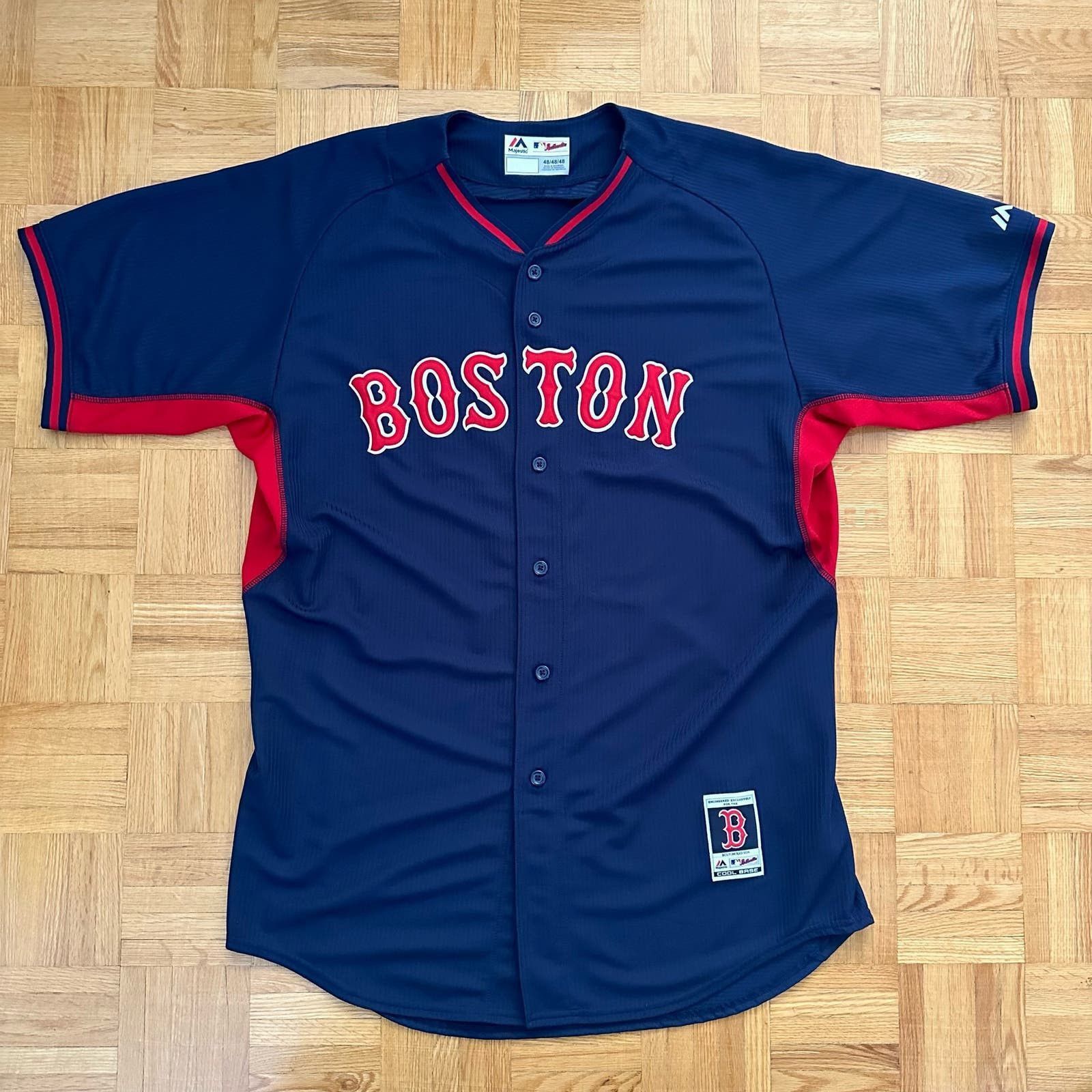 Majestic Boston Red Sox Mlb Baseball Jersey Cool Base Navy Size 48