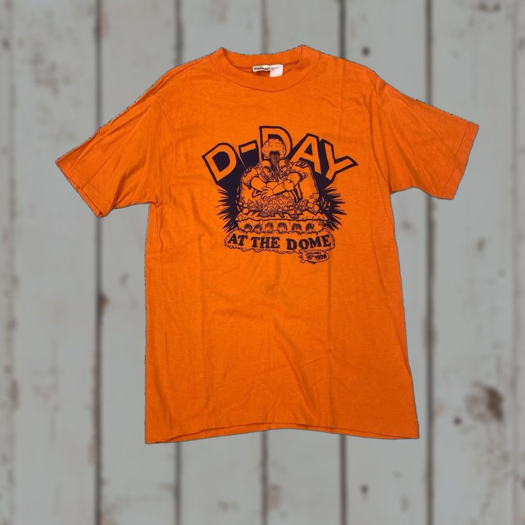 Vintage Westwood T Shirt Graphic 1978 D Day At The Dome Sports Graphic Sz Large Orange Mens Hoodie, Sweatshirt